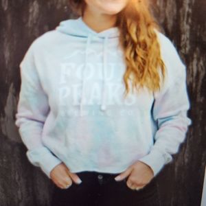 Four Peaks Brewing Co Pastel Tie Dye Fleece Crop Hoodie Size Med